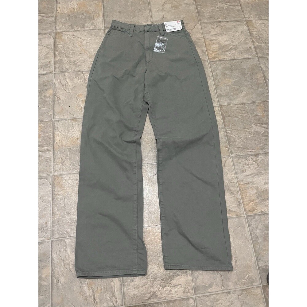 NWT Uniqlo U Women’s High Waisted Straight Color Jeans Gray/Olive Size 2